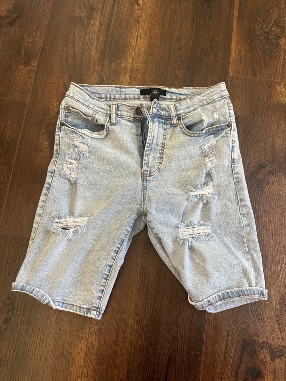 Forever 21 Light Blue Distressed Denim Shorts